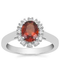 Madeira Citrine Ring with White Zircon in Sterling Silver 1.25cts