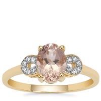Nigerian Peach Morganite Ring with White Zircon in 9K Gold 1.15cts