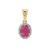 Kenyan Ruby Pendant with White Zircon in Gold Plated Sterling Silver 1.95cts