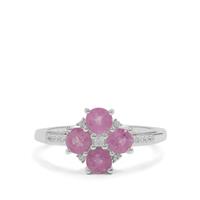 Ilakaka Hot Pink Sapphire Ring with White Zircon in Sterling Silver 1.60cts
