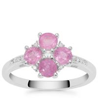 Ilakaka Hot Pink Sapphire Ring with White Zircon in Sterling Silver 1.60cts