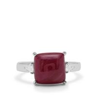 Bharat Ruby Ring with White Zircon in Sterling Silver 6.80cts