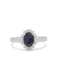 Kanchanaburi Sapphire Ring with White Zircon in Sterling Silver 1.85cts