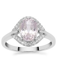 Minas Gerais Kunzite Ring with White Zircon in Sterling Silver 2.65cts