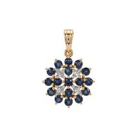Natural Nigerian Blue Sapphire Pendant with White Zircon in 9K Gold 1.40cts