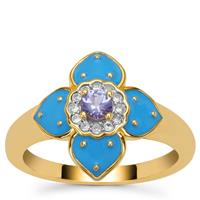 Tanzanite Ring with White Zircon in Gold Plated Sterling Silver 0.25ct