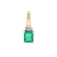 Panjshir Emerald Pendant with Diamond in 18K Gold 0.45ct 