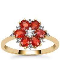 Tanzanian Ruby Ring with White Zircon in 9K Gold 1.50cts