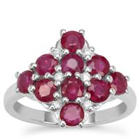 Burmese Ruby Ring with White Zircon in Sterling Silver 2.35cts