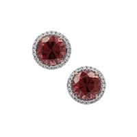 Umba Valley Red Zircon Earrings with White Zircon in 9K Gold 6cts