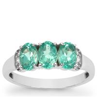 Botli Green Apatite Ring with White Zircon in 9K White Gold 1.60cts