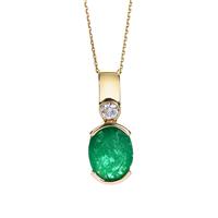 Zambian Emerald Necklace with Diamond in 14K Gold 2.39cts