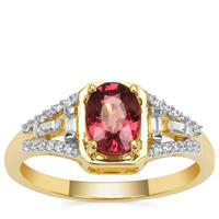 Malawi Garnet Ring with White Zircon in 9K Gold 1.35cts