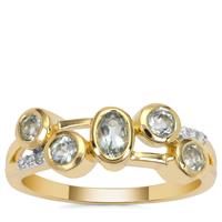Aquaiba™ Beryl Ring with Diamond in 9K Gold 0.60ct