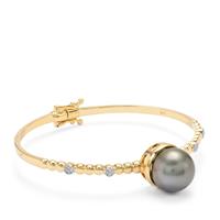 Tahitian Cultured Pearl Bangle with Diamond in 9K Gold (13mm)