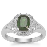 Chrome Diopside Ring with White Zircon in Sterling Silver 1.51cts
