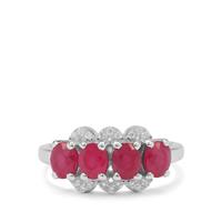 Kenyan Ruby Ring with White Zircon in Sterling Silver 2.45cts