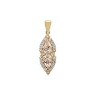 Pink Morganite Pendant with White Zircon in 9K Gold 1.95cts