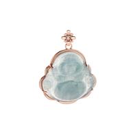 Type A Olmec Jadeite Pendant with White Topaz in Rose Tone Sterling Silver 10.38cts