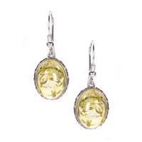 Baltic Champagne Amber Earrings in Sterling Silver (16 x 12mm)
