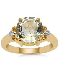Prasiolite Decadence Ring with White Zircon in Gold Plated Sterling Silver 3.60cts