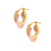 9K Two Tone Gold Double Flat Creole Earrings 1.40g