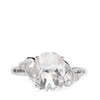 White Fluorite Ring with White Topaz in Sterling Silver 3.22cts