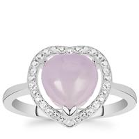 Type A Lavender Jadeite Ring with White Topaz in Sterling Silver 3.61cts