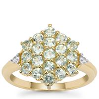 Nigerian Emerald Ring with White Zircon in 9K Gold 1.20cts