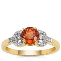 Mandarin Garnet Ring with Diamond in 18K Gold 1.60cts