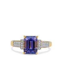 AAA Tanzanite Ring with Diamond in 18K Gold 1.95cts 