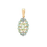 Aquaiba™ Beryl, Kijani Garnet Pendant with Diamond in 9K Gold 1.15cts