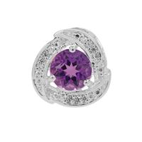 Moroccan Amethyst Pendant with White Zircon in Sterling Silver 1.30cts