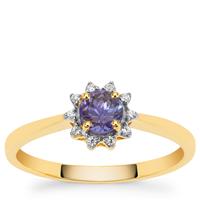 AA Tanzanite Ring with White Zircon in 9K Gold 0.50ct