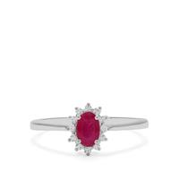 Kenyan Ruby Ring with White Zircon in Sterling Silver 0.80ct