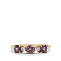 Burmese Purple Spinel Ring with White Zircon in 9K Gold 1.05cts