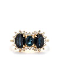 Cobalt Blue Spinel Ring with White Zircon in 9K Gold 2.10cts