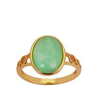 Chrysoprase Ring in Gold Tone Sterling Silver 3cts
