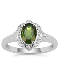 Chrome Diopside Ring with White Zircon in Sterling Silver 1.14cts