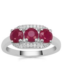 John Saul Ruby Ring with White Zircon in Sterling Silver 1.95cts