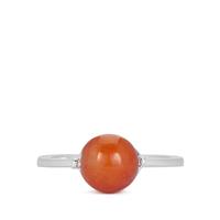 Type A Burmese Red Jadeite Ring in Sterling Silver 4cts