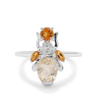 Serenite, Diamantina Citrine Ring with White Zircon in Sterling Silver 1.67cts