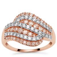 White Diamonds Ring with Natural Pink Diamonds in 9K Rose Gold 1.03cts