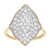 Flawless Diamonds Ring in 9K Gold 1cts