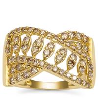 Champagne Argyle Diamonds Ring in 9K Gold 1cts