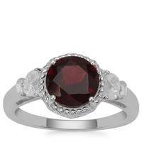 Octavian Garnet Ring with White Zircon in Sterling Silver 2.56cts