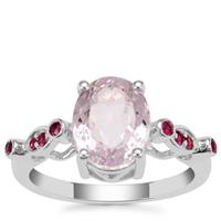 Brazilian Kunzite Ring with Thai Ruby in Sterling Silver 3.71cts