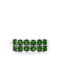 Chrome Diopside Ring with Diamond in Sterling Silver 1.72cts