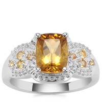 Scapolite, Yellow Sapphire Ring with White Zircon in Sterling Silver 2.29cts