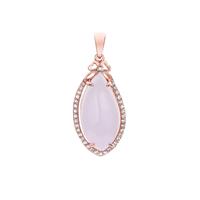 Type A Lavender Jadeite & White Topaz Pendant in Rose Gold Tone Sterling Silver 8.23cts